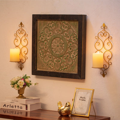 Wall Candle Holder Decorative Gold Candle Sconces Set of 2