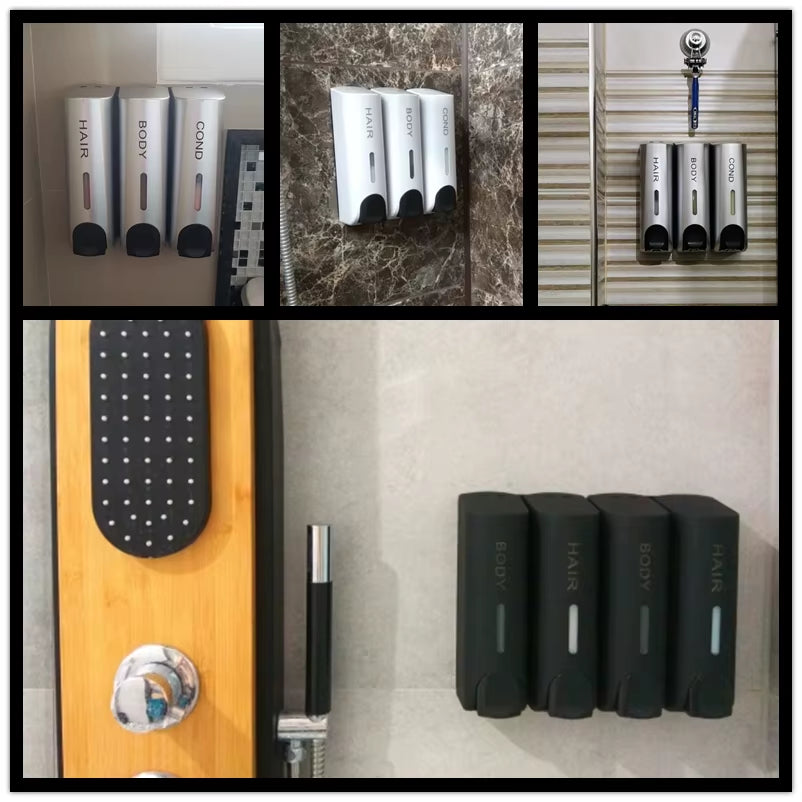 Single/Double/Triple 350Ml Soap Dispenser Wall-Mount Shower Bath Shampoo Dispenser Liquid Soap Container Bathroom Accessories