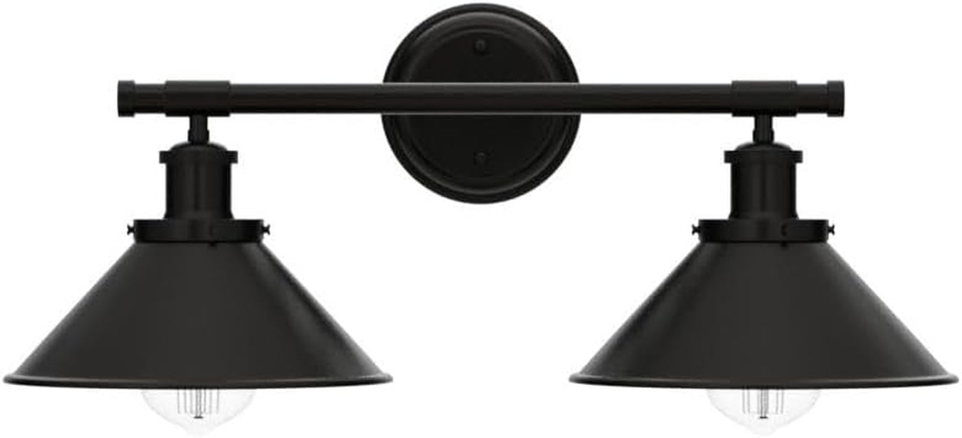 Black 2-Light Vanity Wall Sconce Lighting, Farmhouse Bathroom Wall Light Fixture