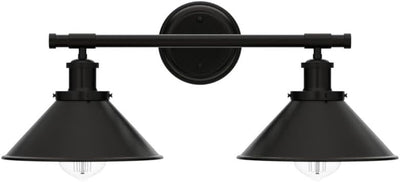 Black 2-Light Vanity Wall Sconce Lighting, Farmhouse Bathroom Wall Light Fixture