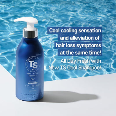TS New TS Cool Shampoo | Cooling Korean Shampoo with Mint & Tea Tree Oil | Hair Loss Care with Dexpanthenol, Salicylic Acid | Suitable for Oily Scalp (17.6 Fl Oz)