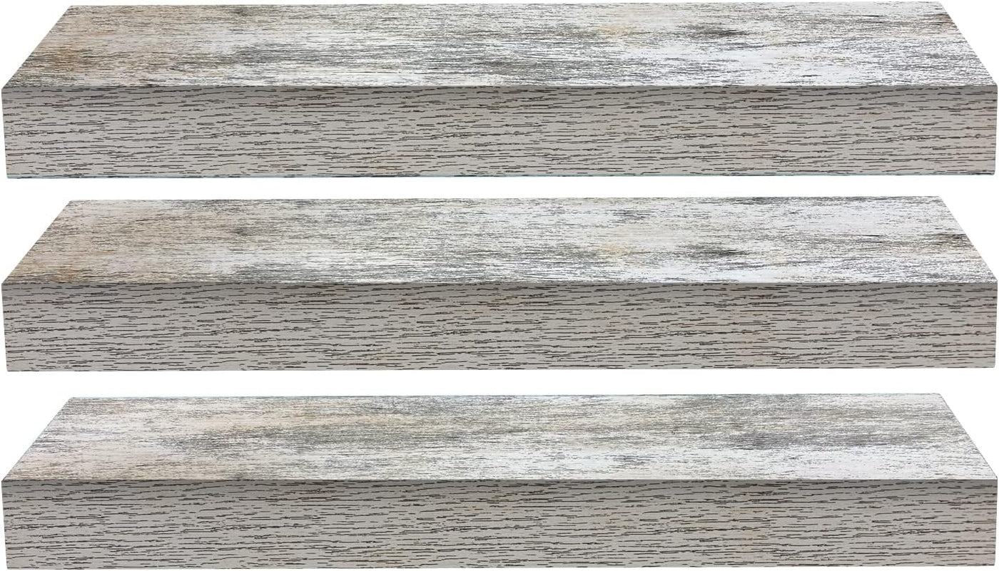 Floating Shelves - 3 Pack 16 Inch Rustic Wall Shelves for Bedroom, Kitchen, Living Room, Bathroom Shelves, Home Decor, Office - Floating Shelf for Trophy, Books, Frames, Toilet Paper