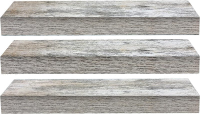 Floating Shelves - 3 Pack 16 Inch Rustic Wall Shelves for Bedroom, Kitchen, Living Room, Bathroom Shelves, Home Decor, Office - Floating Shelf for Trophy, Books, Frames, Toilet Paper