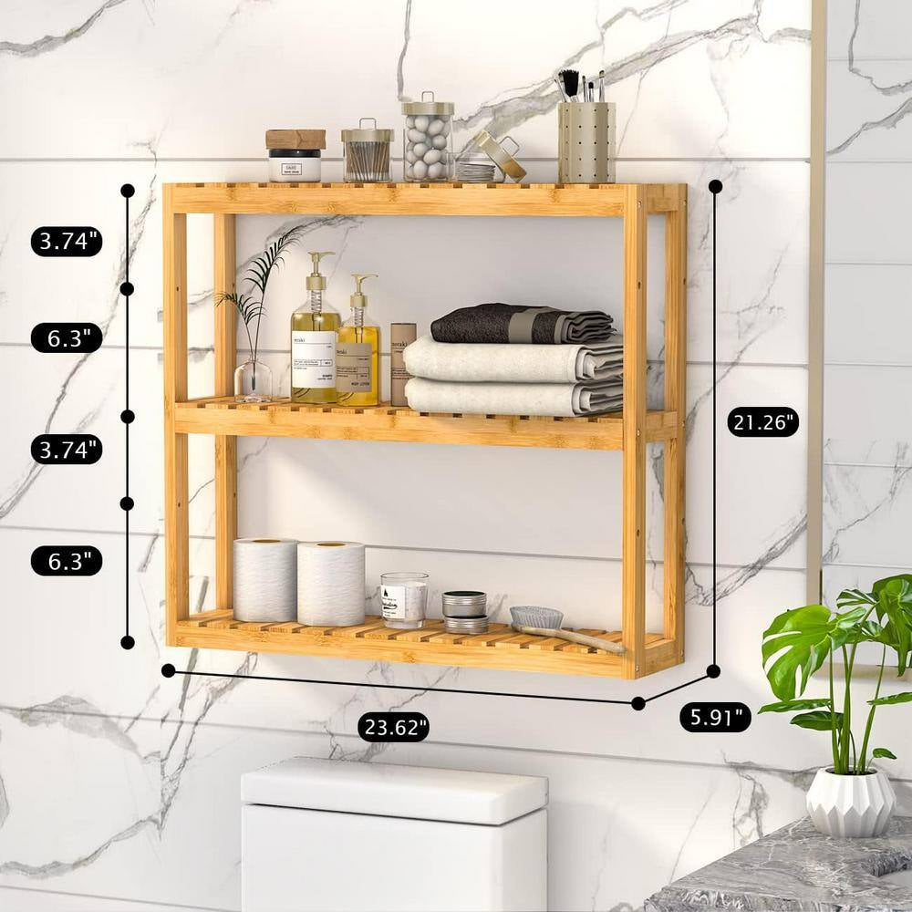23.62 In. W X 21.26 In. H X 5.91 In. D Bathroom Shelves over the Toilet Storage, Wall Mounted with Adjustable Shelves