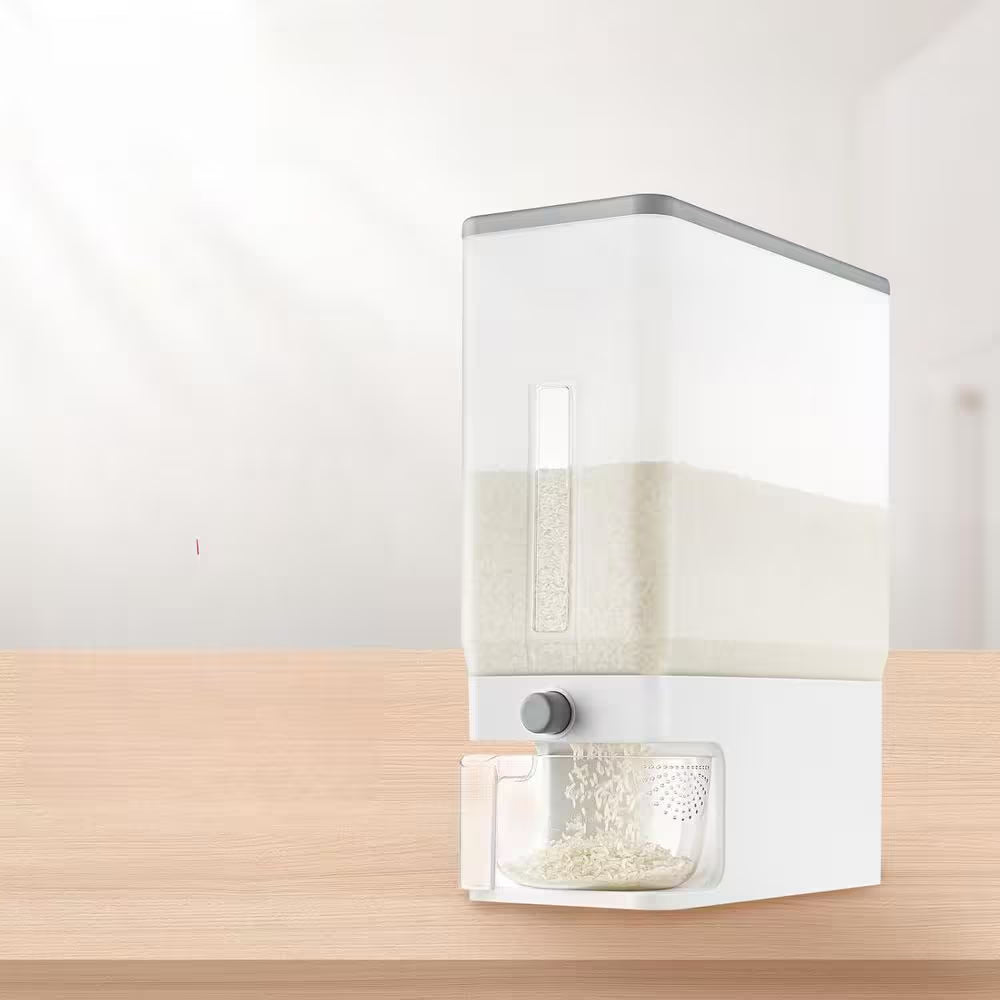 25 Lbs Clear Rice Storage Container Sealed Moisture Proof with Measuring Cup for Kitchen Pantry, Dry Food Dispenser