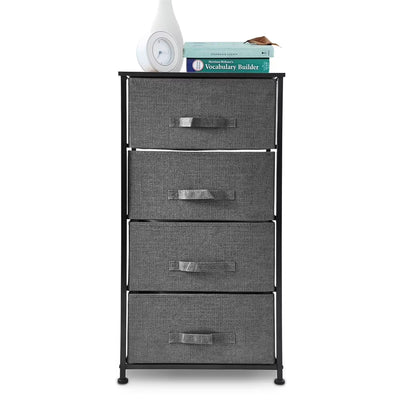 4 Drawer Fabric Storage Organizer Dresser with Steel Frame & Wood Top, Dark Grey