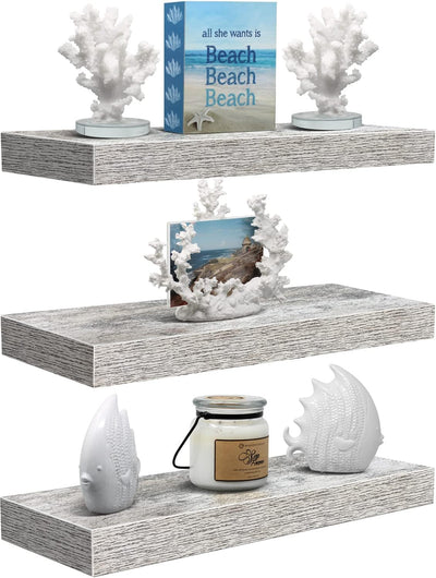 Floating Shelves - 3 Pack 16 Inch Rustic Wall Shelves for Bedroom, Kitchen, Living Room, Bathroom Shelves, Home Decor, Office - Floating Shelf for Trophy, Books, Frames, Toilet Paper