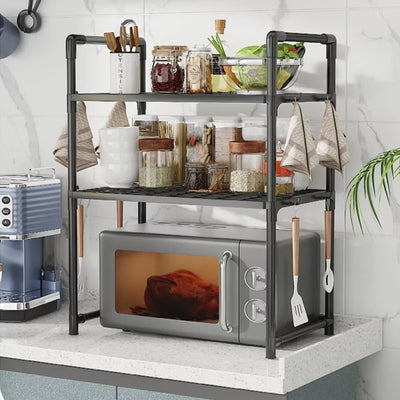 Microwave Shelf Condiment Organizer Shelf Multi-Layer Kitchen Storage Rack Simple Countertop Organizer Kitchen Accessories