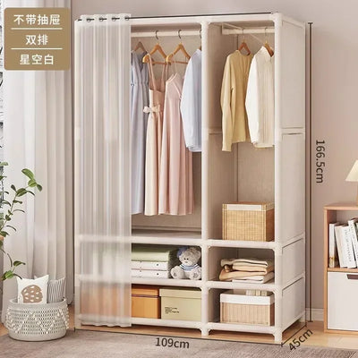 Large Capacity Portable Wardrobe Durable Assembly Closet Bedroom Clothes Organizer Sturdy Dustproof Storage Wardrobe