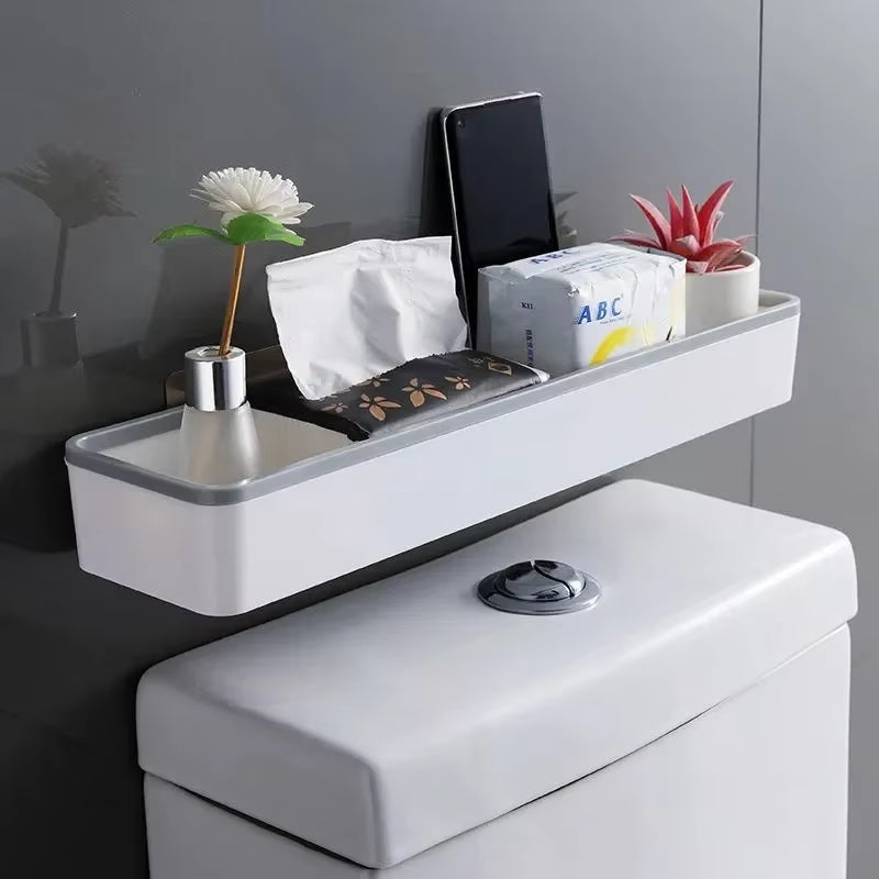 1Pc Toilet Bathroom Storage Cabinet Rack Wall Hanging Hole Free Multifunctional Artifact above Toilet Rack White Shelf Organizer