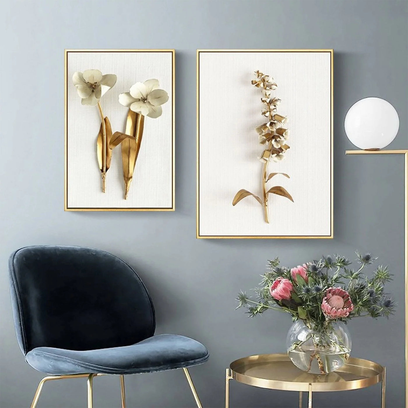 Fall Decorations for Home Room Decor 3 Piece Set Modern Wall Art Flower Print Large Canvas Painting Picture Abstract(No Frame） Home Decor
