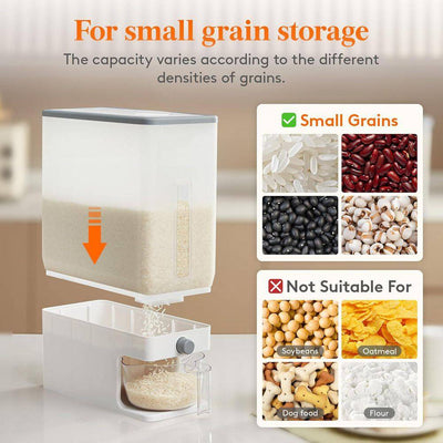 25 Lbs Clear Rice Storage Container Sealed Moisture Proof with Measuring Cup for Kitchen Pantry, Dry Food Dispenser