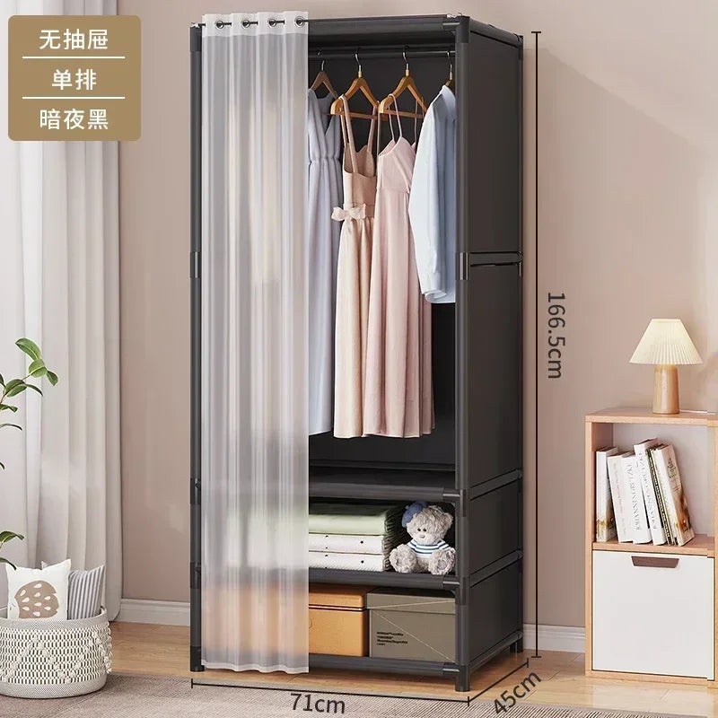 Large Capacity Portable Wardrobe Durable Assembly Closet Bedroom Clothes Organizer Sturdy Dustproof Storage Wardrobe