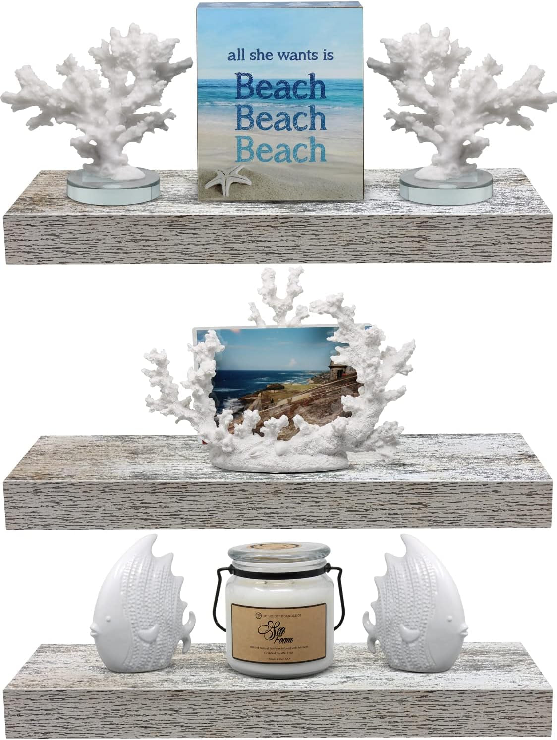 Floating Shelves - 3 Pack 16 Inch Rustic Wall Shelves for Bedroom, Kitchen, Living Room, Bathroom Shelves, Home Decor, Office - Floating Shelf for Trophy, Books, Frames, Toilet Paper