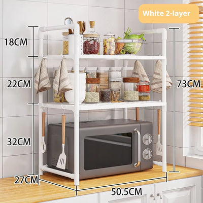 Microwave Shelf Condiment Organizer Shelf Multi-Layer Kitchen Storage Rack Simple Countertop Organizer Kitchen Accessories