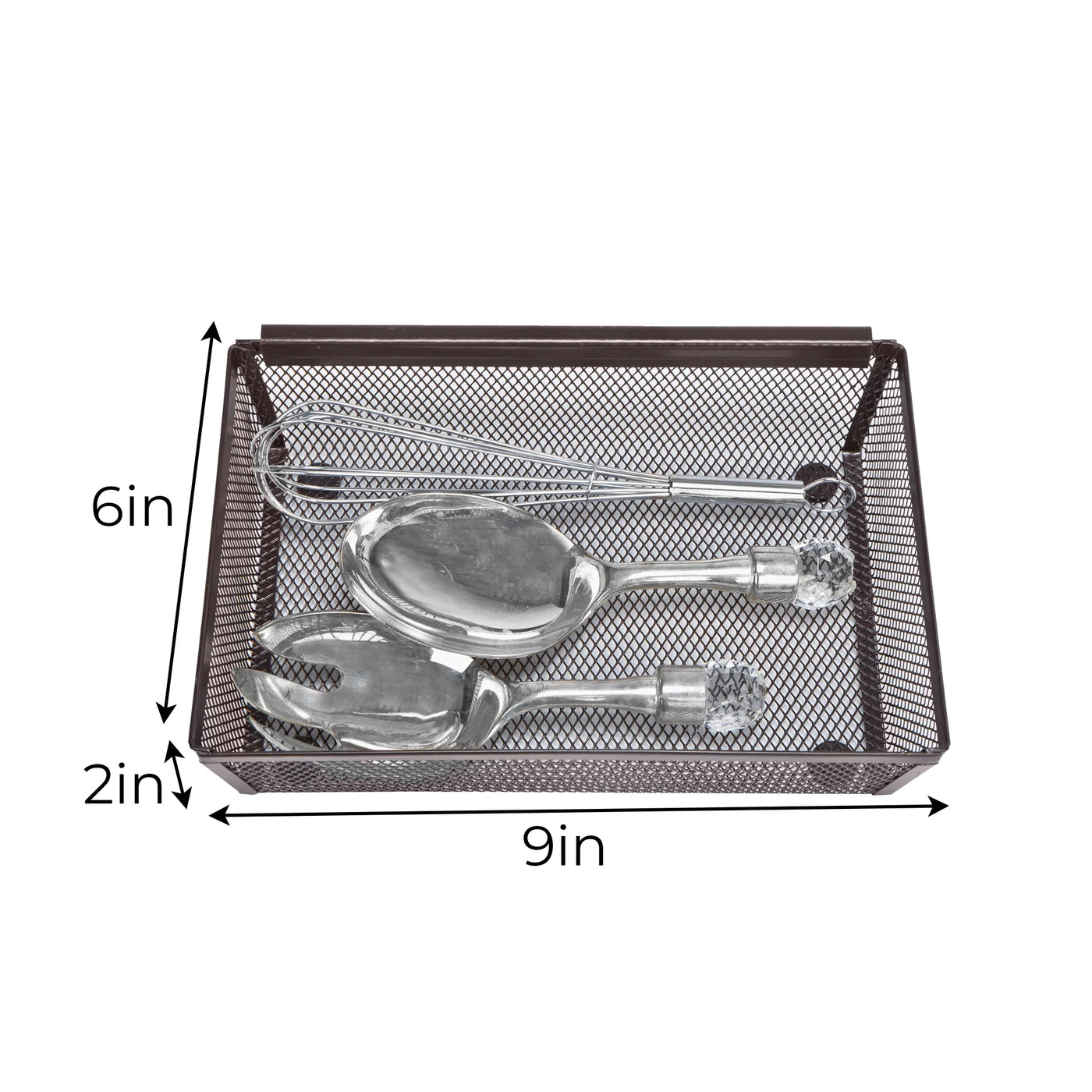 Drawer Organizer - 9 X 6 Inch - Steel Metal Mesh Tray - with Interlocking Arm Connection - Utensils, Silverware, Organization - Kitchen - Bronze