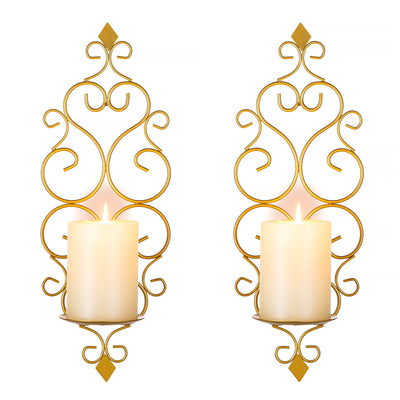 Wall Candle Holder Decorative Gold Candle Sconces Set of 2