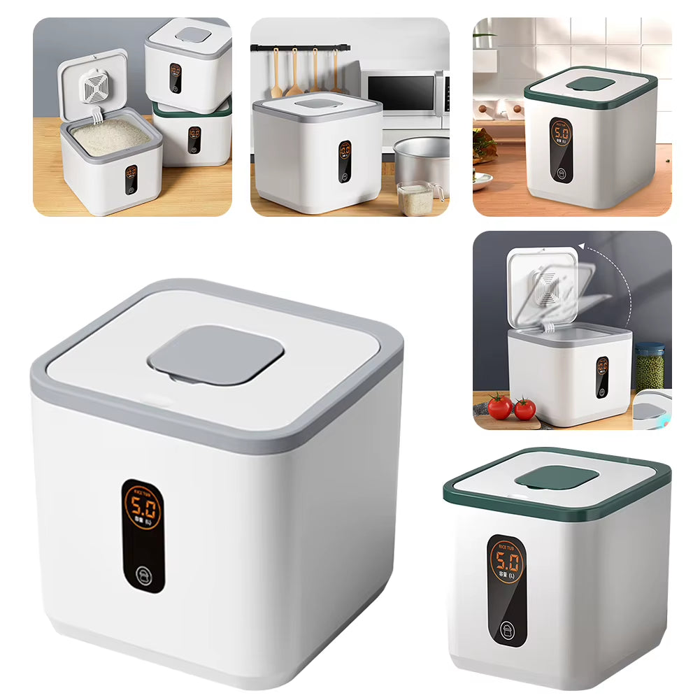 5KG Household Rice Dispenser with Measuring Cup Rice Moistureproof Airtight Storage Container for Kitchen Organization