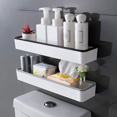 1Pc Toilet Bathroom Storage Cabinet Rack Wall Hanging Hole Free Multifunctional Artifact above Toilet Rack White Shelf Organizer