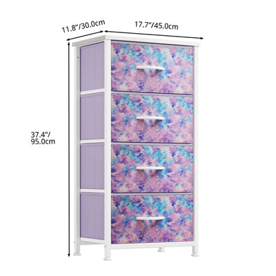4-Drawer Dresser, Storage Organizer for Bedroom & Nursery, Tie-Dye Purple, Adults & Kids