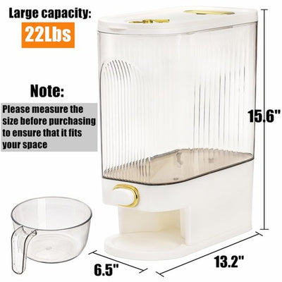 Clear Rice Holder Dispenser 22 Lbs Large Grain Storage Container with Measuring