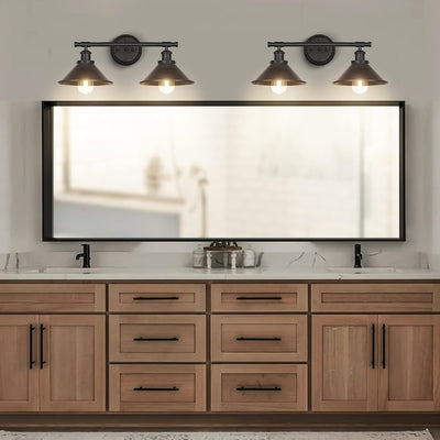 Black 2-Light Vanity Wall Sconce Lighting, Farmhouse Bathroom Wall Light Fixture