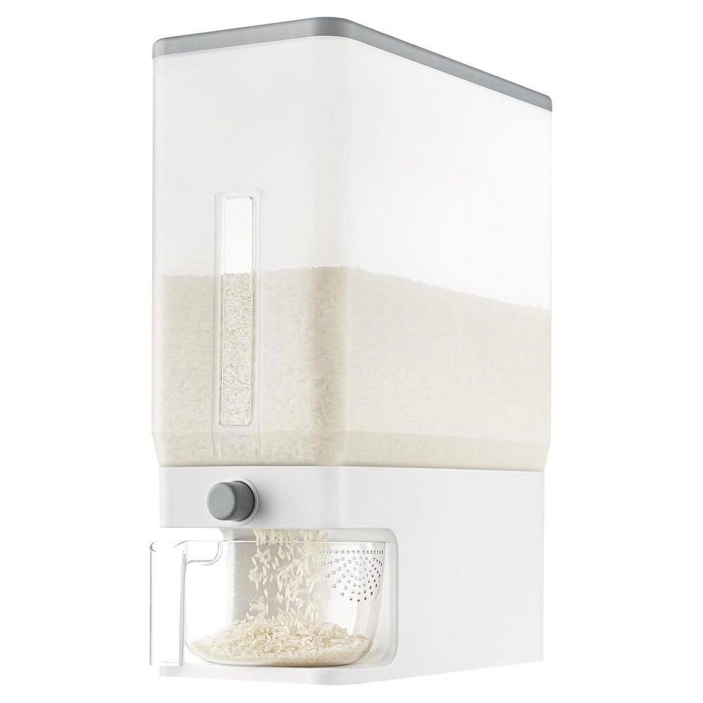 25 Lbs Clear Rice Storage Container Sealed Moisture Proof with Measuring Cup for Kitchen Pantry, Dry Food Dispenser