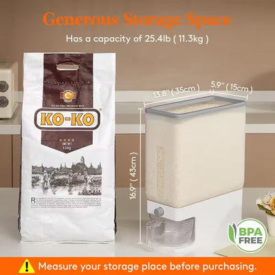 25 Lbs Clear Rice Storage Container Sealed Moisture Proof with Measuring Cup for Kitchen Pantry, Dry Food Dispenser