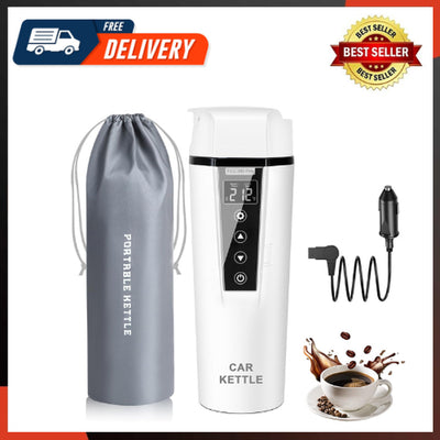 Car Electric Kettle: 12V/24V Portable Water Boiler Heated Travel Mug,Multiple