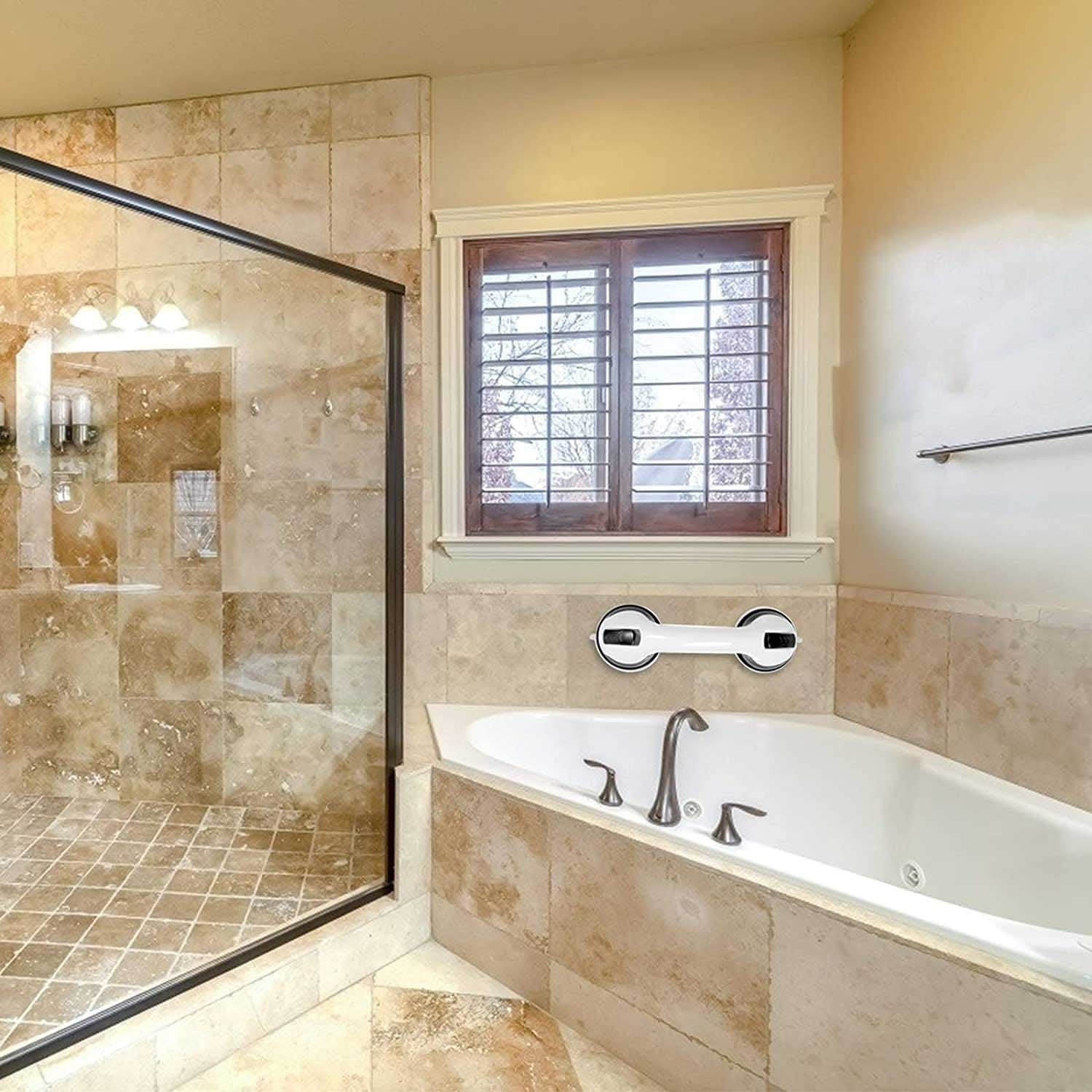 Shower Handle 2 Pack Grab Bars for Bathroom Shower Handle with Strong Hold Suction Cup Grip Grab in Bathroom Bath Handle Grab Bars for Bathroom Safety Grab Bar ( 12 Inch )