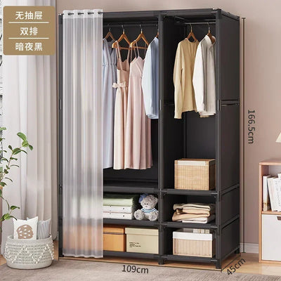 Large Capacity Portable Wardrobe Durable Assembly Closet Bedroom Clothes Organizer Sturdy Dustproof Storage Wardrobe