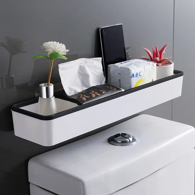 1Pc Toilet Bathroom Storage Cabinet Rack Wall Hanging Hole Free Multifunctional Artifact above Toilet Rack White Shelf Organizer